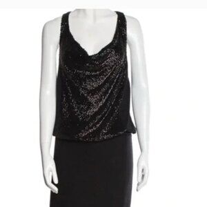 Black Tory Burch Sequin Sleeveless Pencil Dress Wool Nylon Women’s Size S